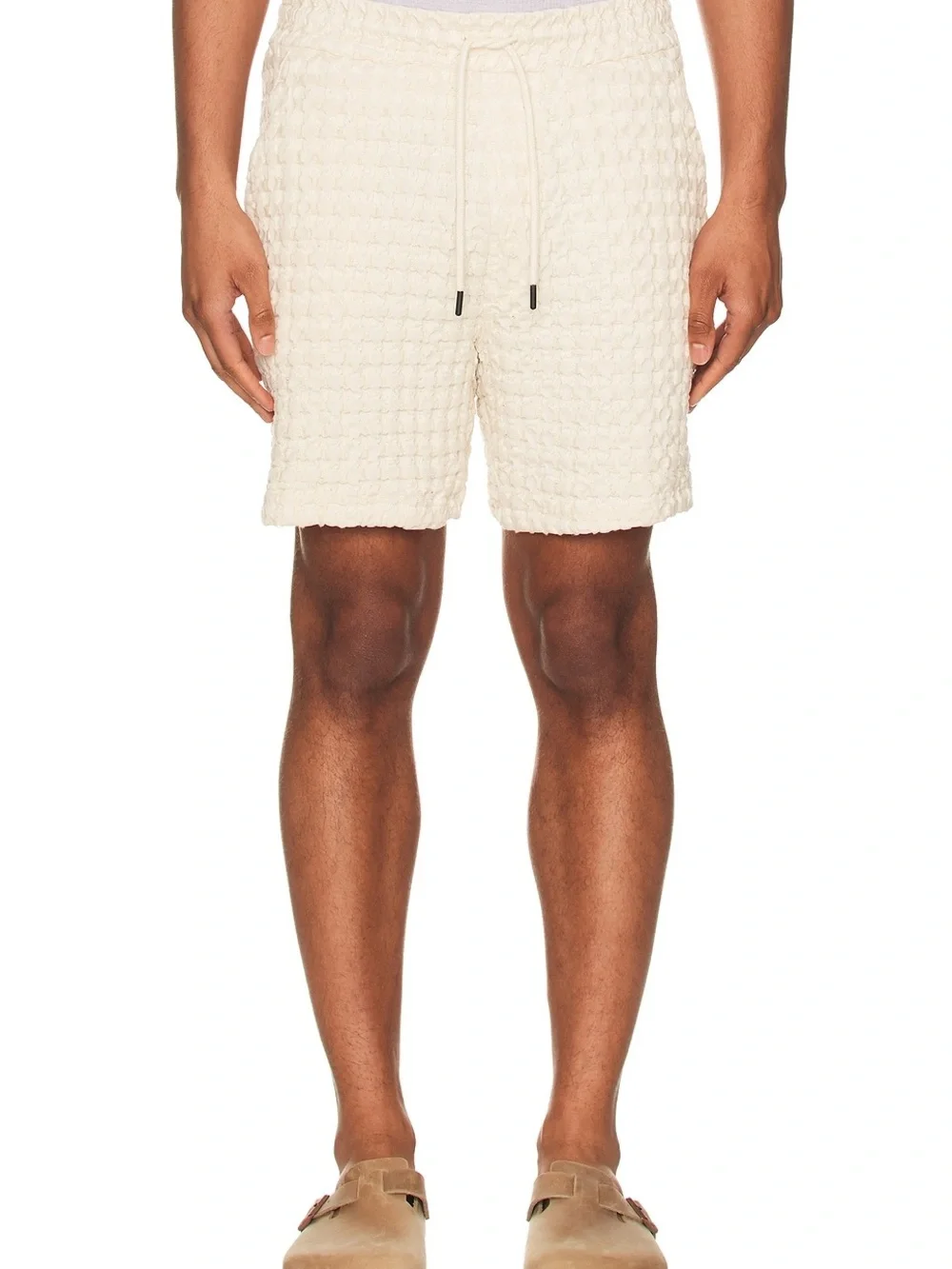 OAS Cream Waffle-Texture Swim Trunks